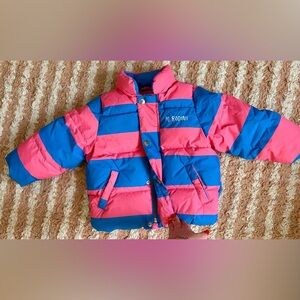 Mini Rodini Pink and Blue Striped Puffer Jacket